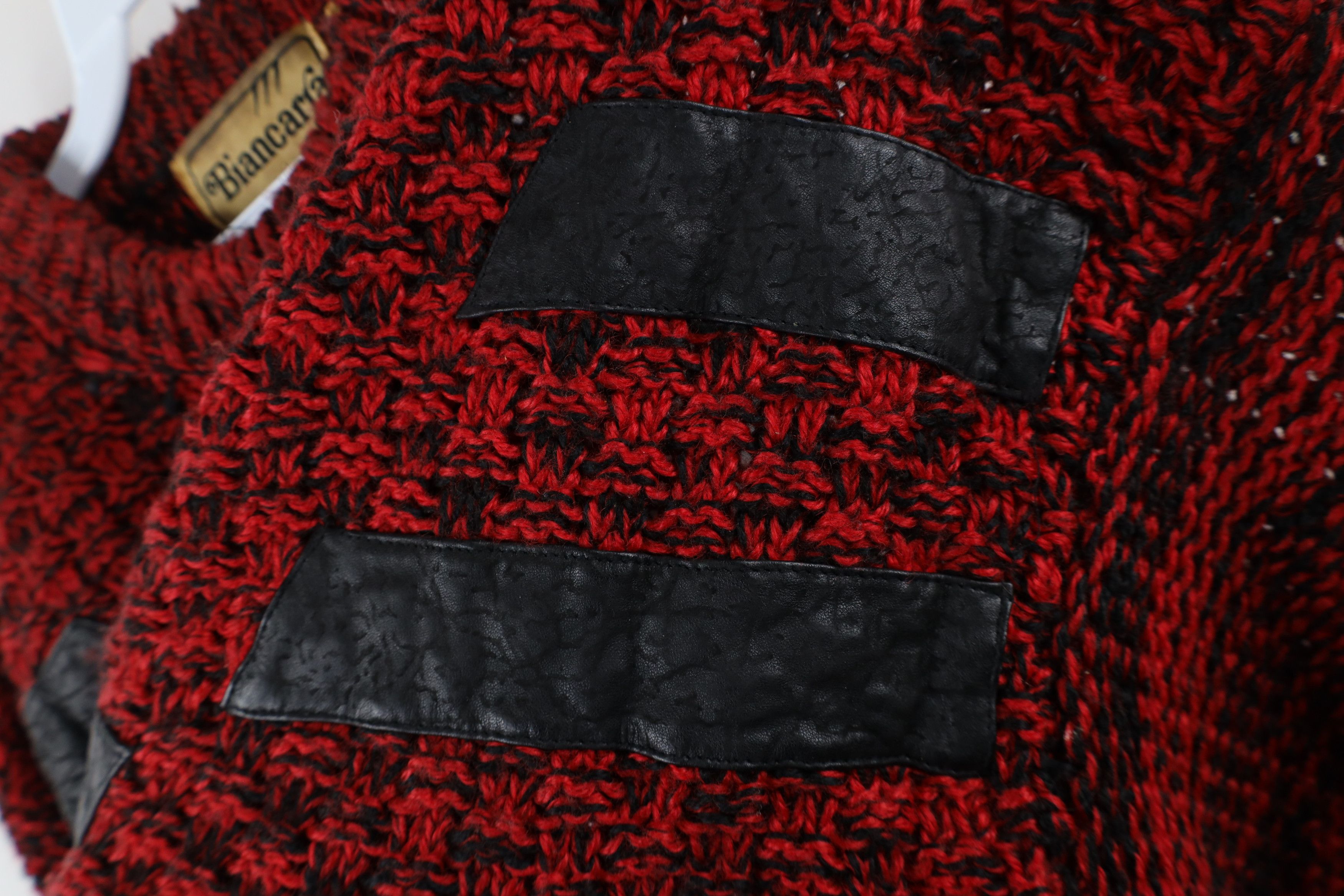 Vintage Vintage 90s Streetwear Leather Trim Crochet Knit Sweater Size US M / EU 48-50 / 2 - 6 Thumbnail