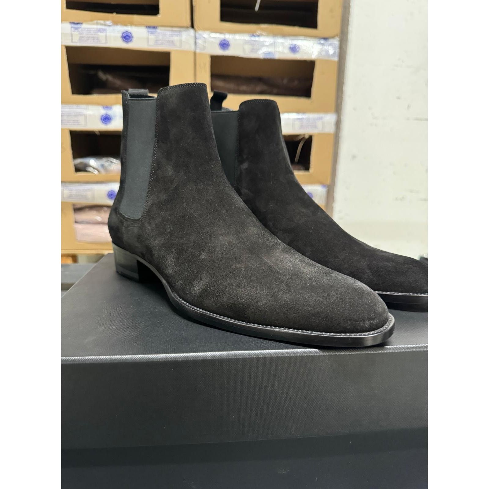 Saint Laurent Paris o1alsimx924 375680 Suede Chelsea Boots in Black Size US 12 / EU 45 - 12 Thumbnail