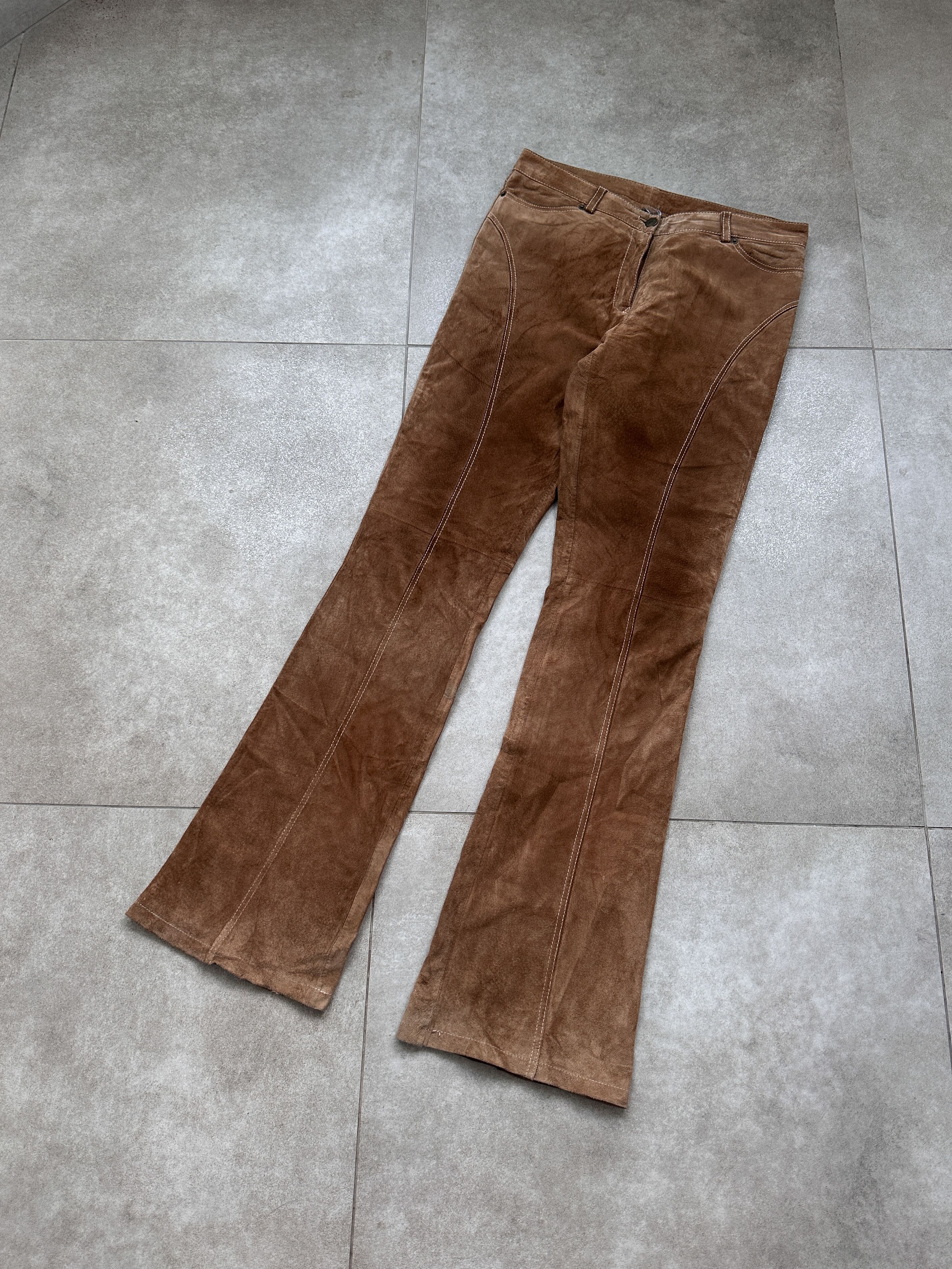 Leather Vintage Gipsy Western Flare Leather Pants Size 32" / US 10 / IT 46 - 1 Thumbnail