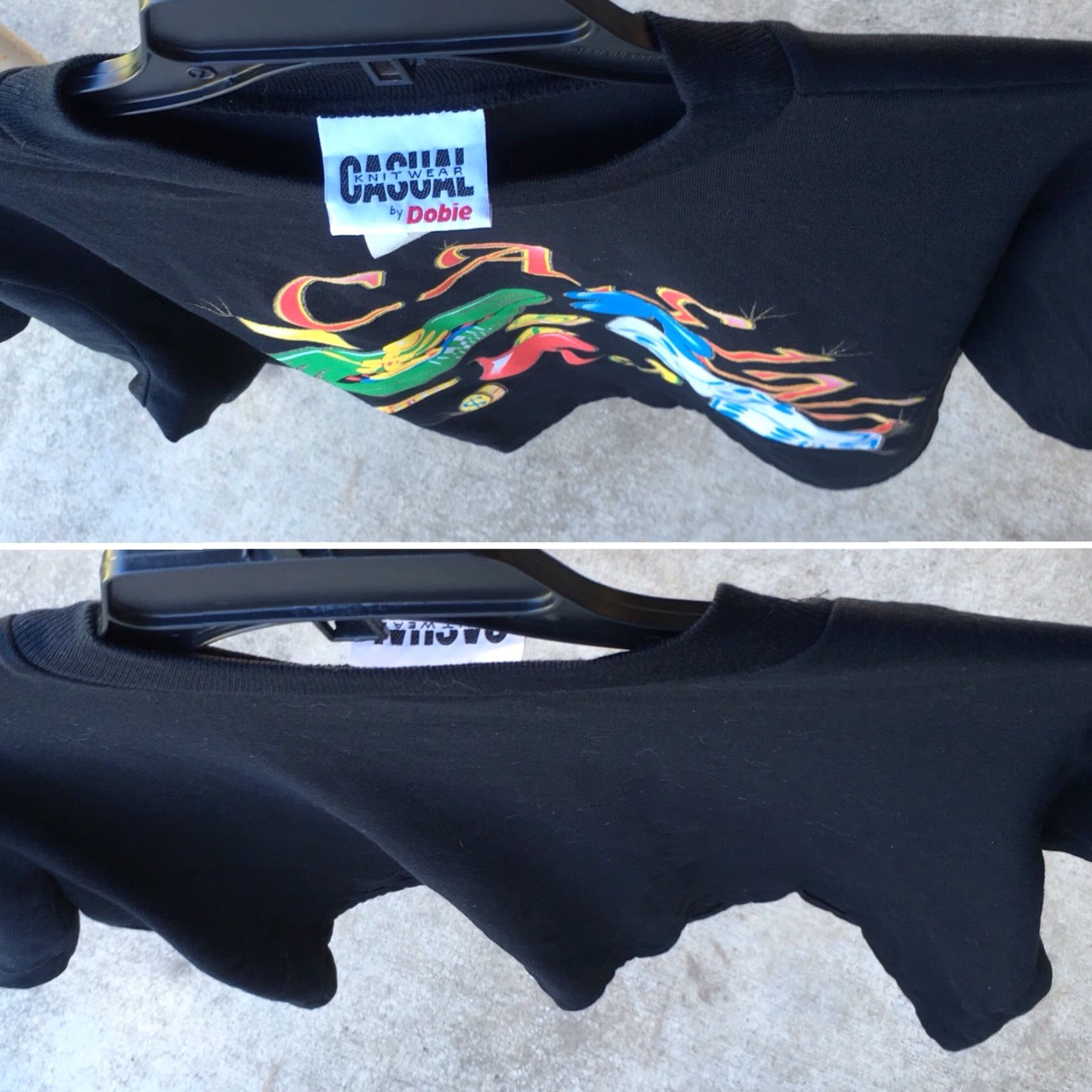 Vintage VINTAGE Casual Knit Wear By Dobie T-Shirt L Black 50/50 Polyester Cotton Casual Mens Size L / US 10 / IT 46 - 6 Thumbnail