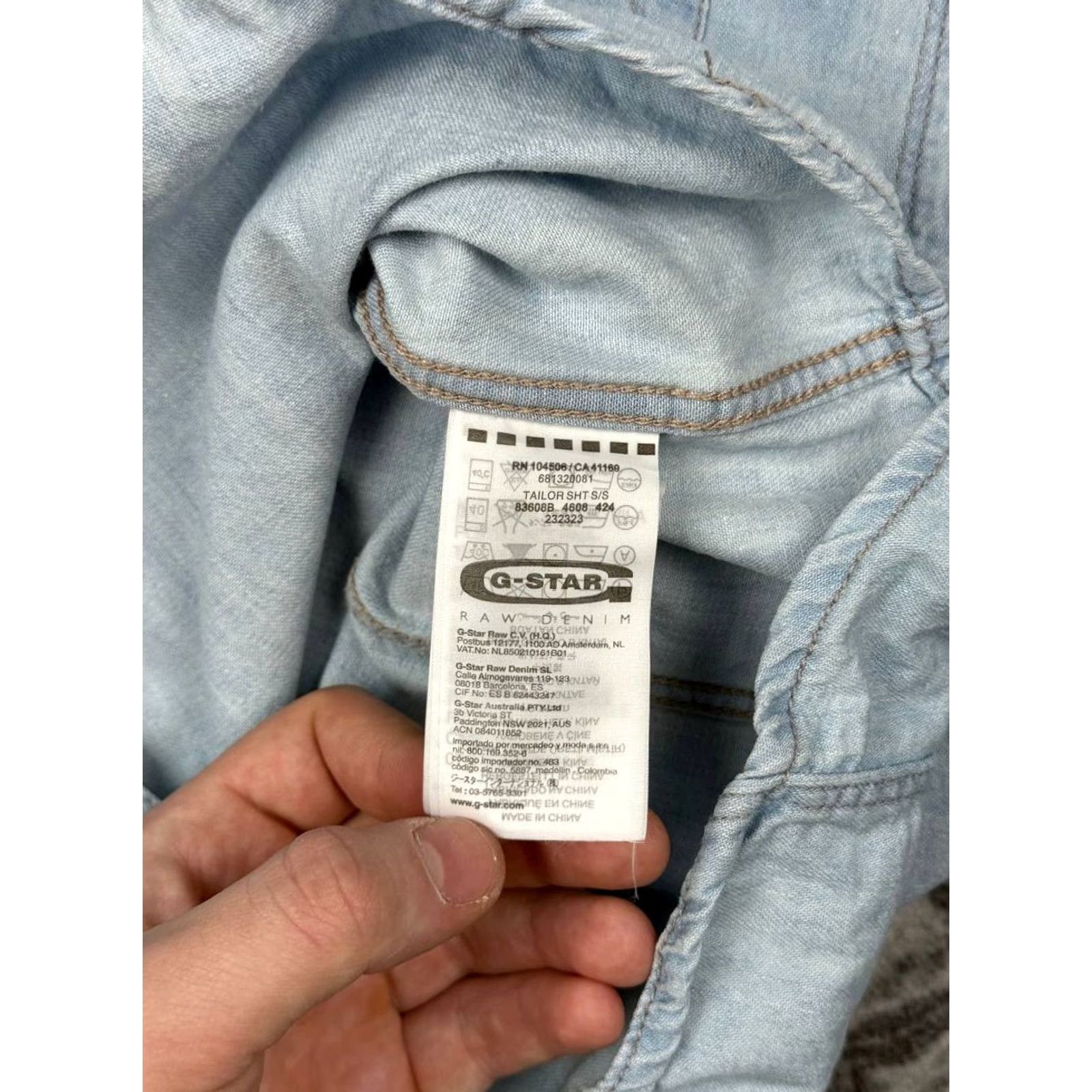 G-Star G-Star Raw Tailor Denim Shirt Short Sleeve Button-Up Men L Blue Size US L / EU 52-54 / 3 - 6 Thumbnail