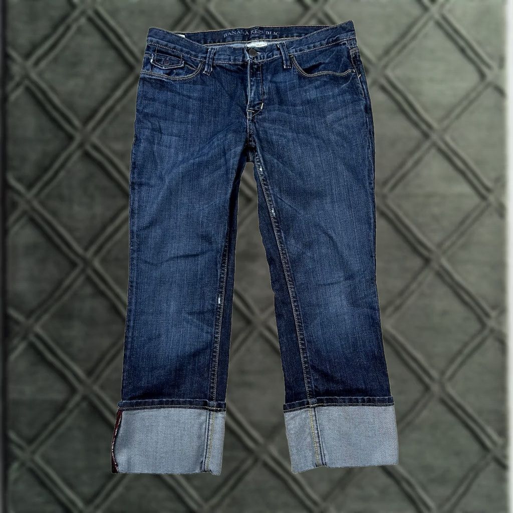 Banana Republic VINTAGE Banana Republic Jeans Womens 8 Selvedge Modern Skinny Crop Cuffed USA Distressed Size 30" / US 8 / IT 44 - 1 Thumbnail
