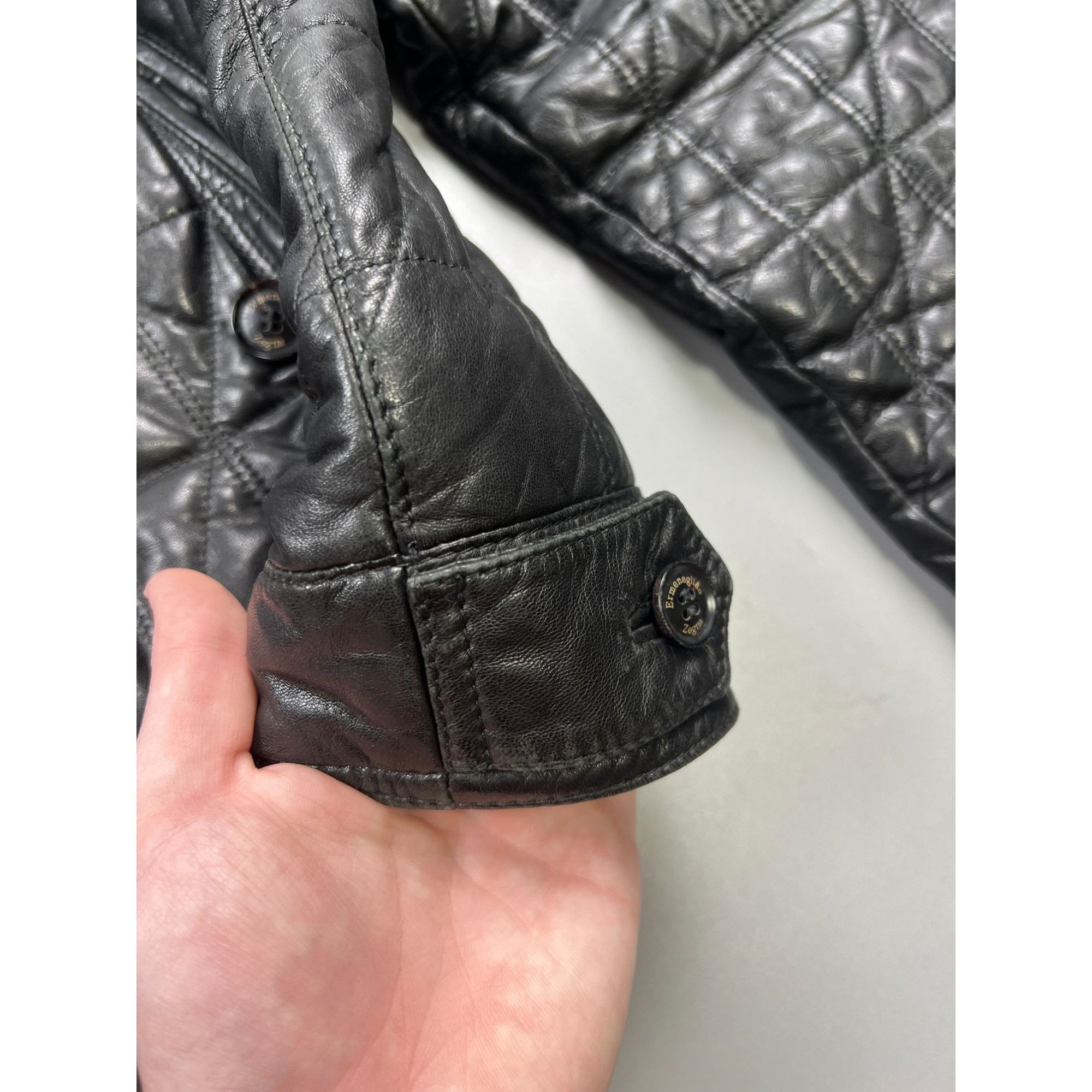 Ermenegildo Zegna Ermenegildo Zegna Black Leather Quilted Jacket (Y1020) Size US XL / EU 56 / 4 - 4 Thumbnail