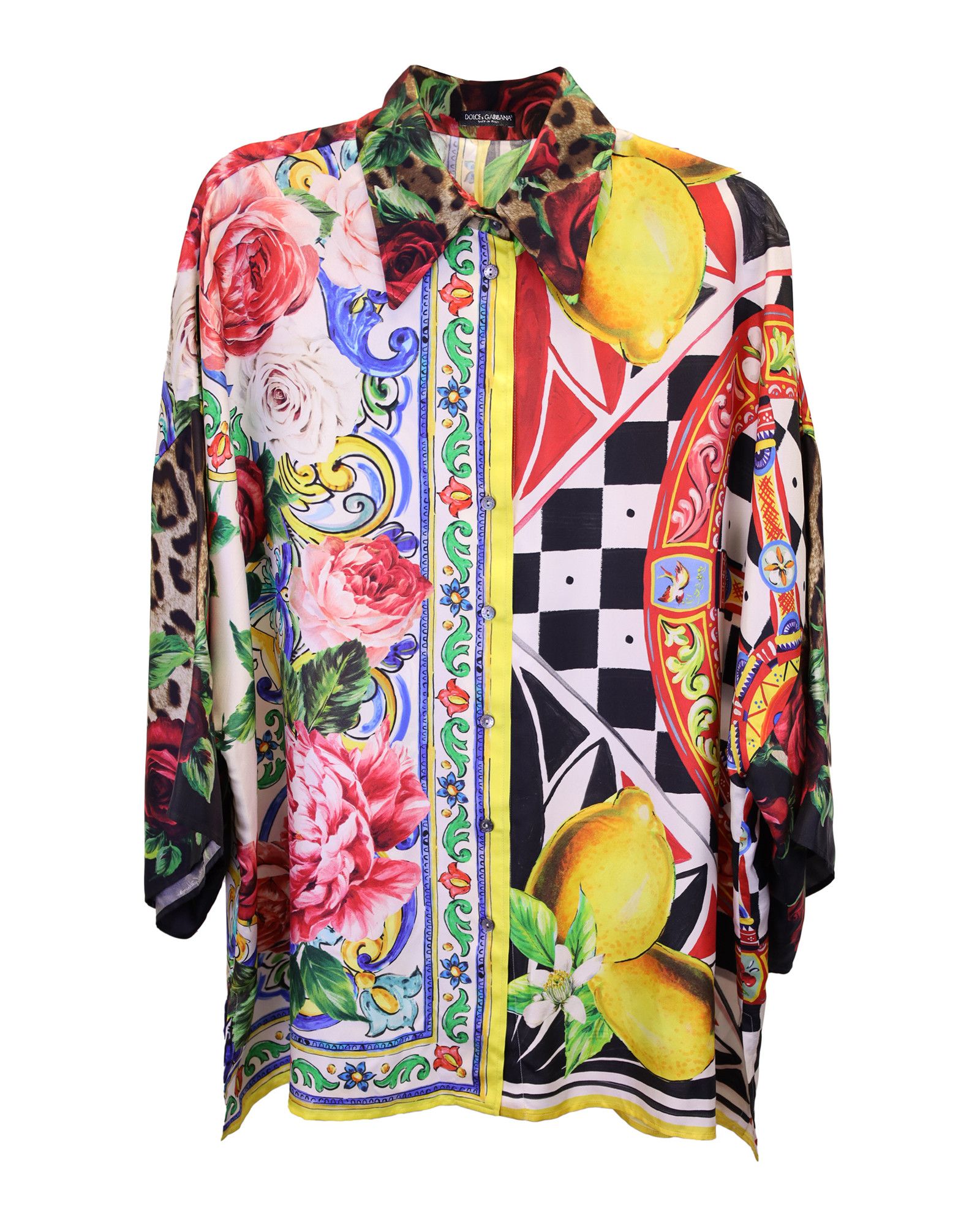 Dolce & Gabbana Dolce & Gabbana Patchwork Blouse in Multicolor Silk Size S / US 4 / IT 40 - 1 Thumbnail