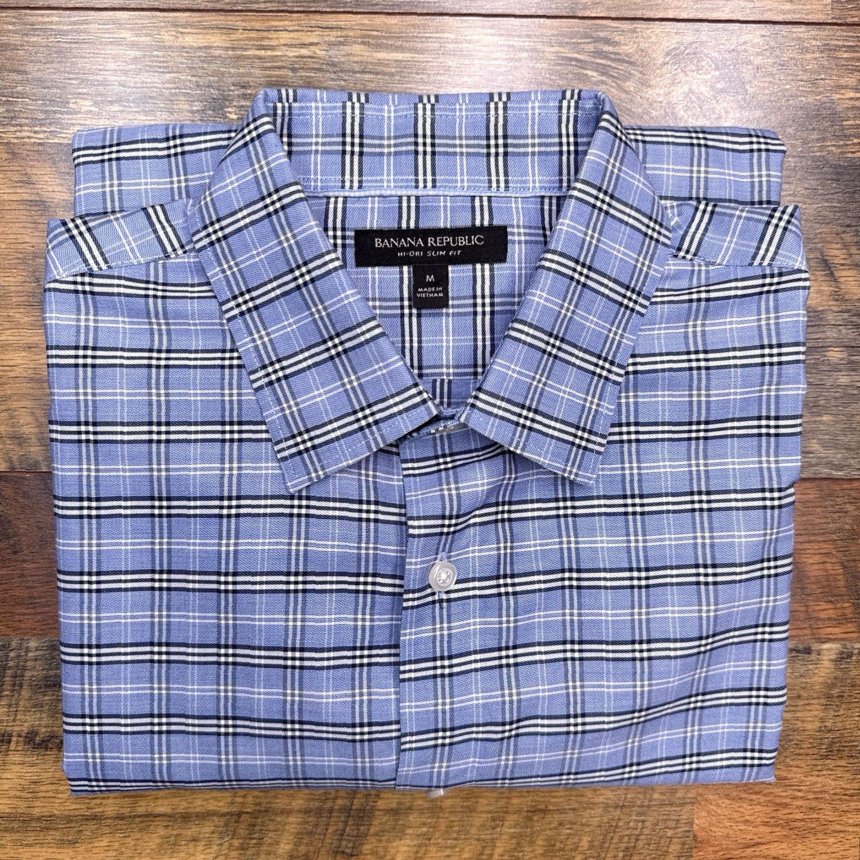 Banana Republic Banana Republic Shirt Mens M Blue Plaid Slim Fit Button-Up Long Sleeve Casual Workwear Size US M / EU 48-50 / 2 - 2 Thumbnail