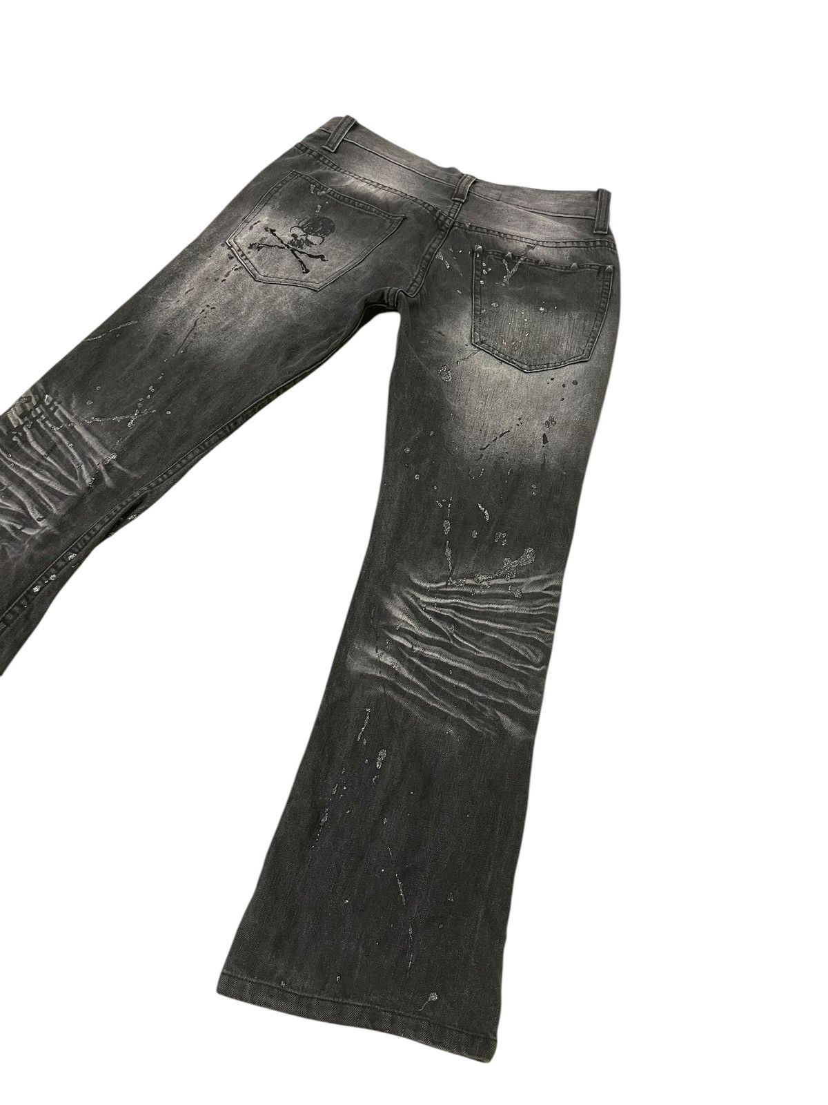 Japanese Brand Flare Jeans KUI Faded Distress Skull Boot Cut 1🟦2 Size US 31 - 3 Thumbnail