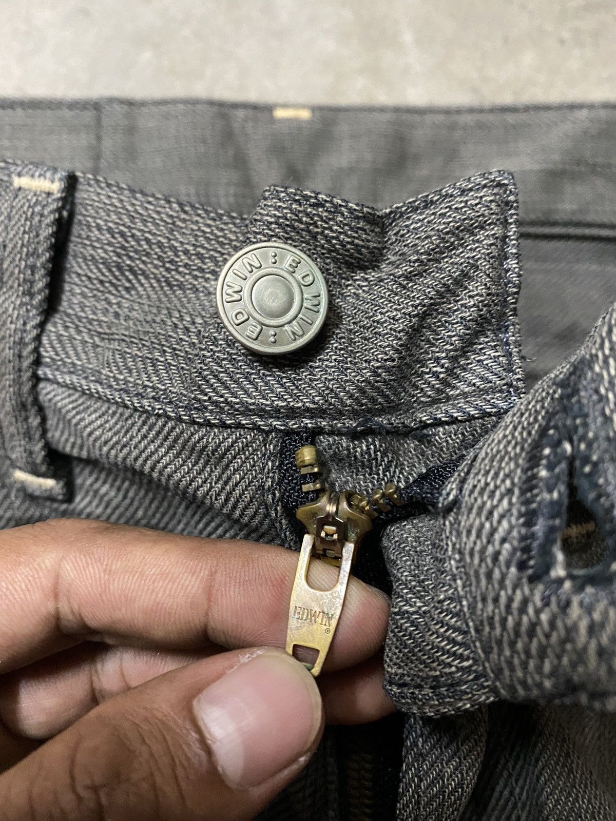 Edwin × Hysteric Glamour × Tornado Mart Baggy Jeans Edwin Grey Fade Pinstripes Distressed Jeans Size US 29 - 7 Thumbnail