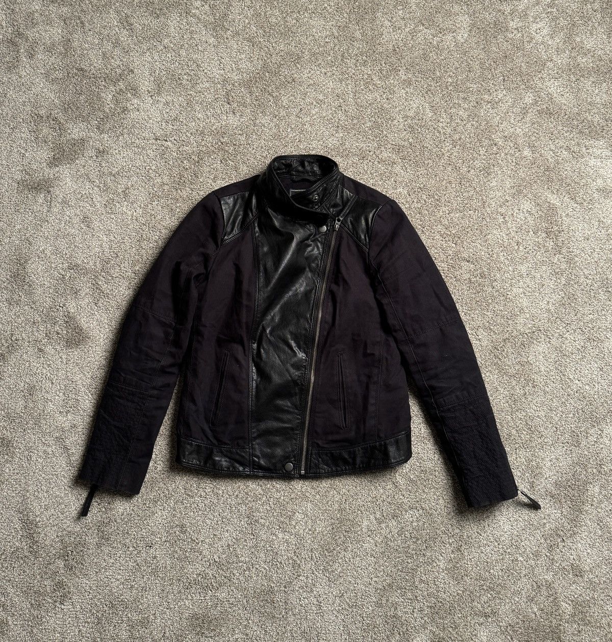 Lucky Brand LUCKY BRAND GOAT LEATHER CANVAS MOTO JACKET Size S / US 4 / IT 40 - 1 Thumbnail