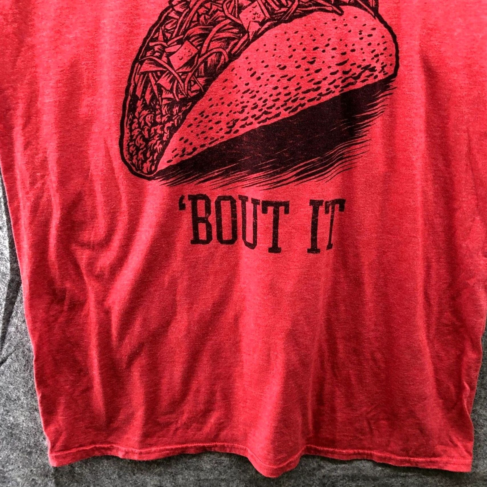 Vintage Hybrid T-Shirt Men's XL Red Cotton Blend Taco Bout It Crew Neck Short Sleeve - Men's Tee - Mens Size US XL / EU 56 / 4 - 4 Thumbnail