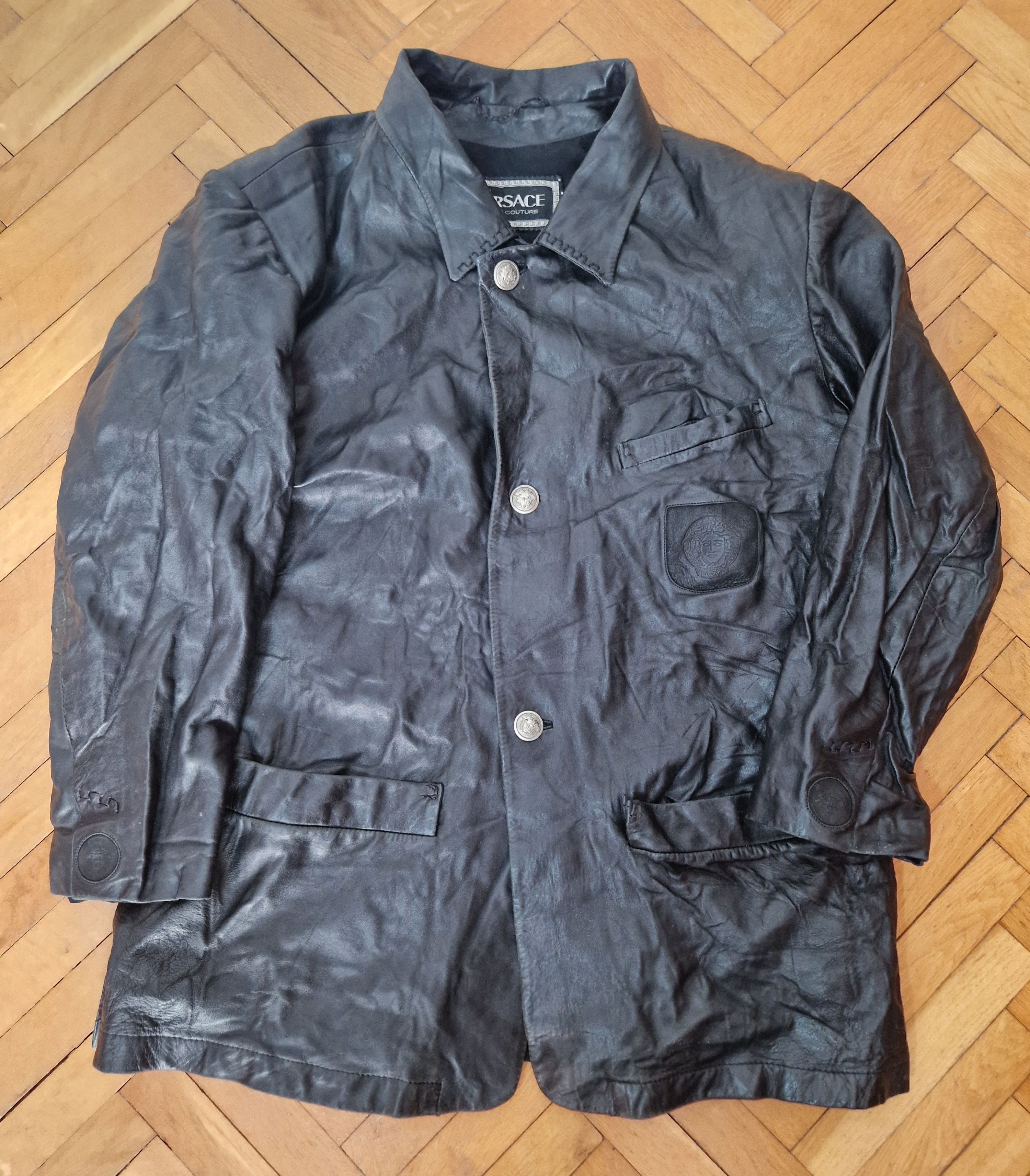 Versace Versace vintage 90s big logo medusa leather biker jacket Size US XL / EU 56 / 4 - 1 Thumbnail