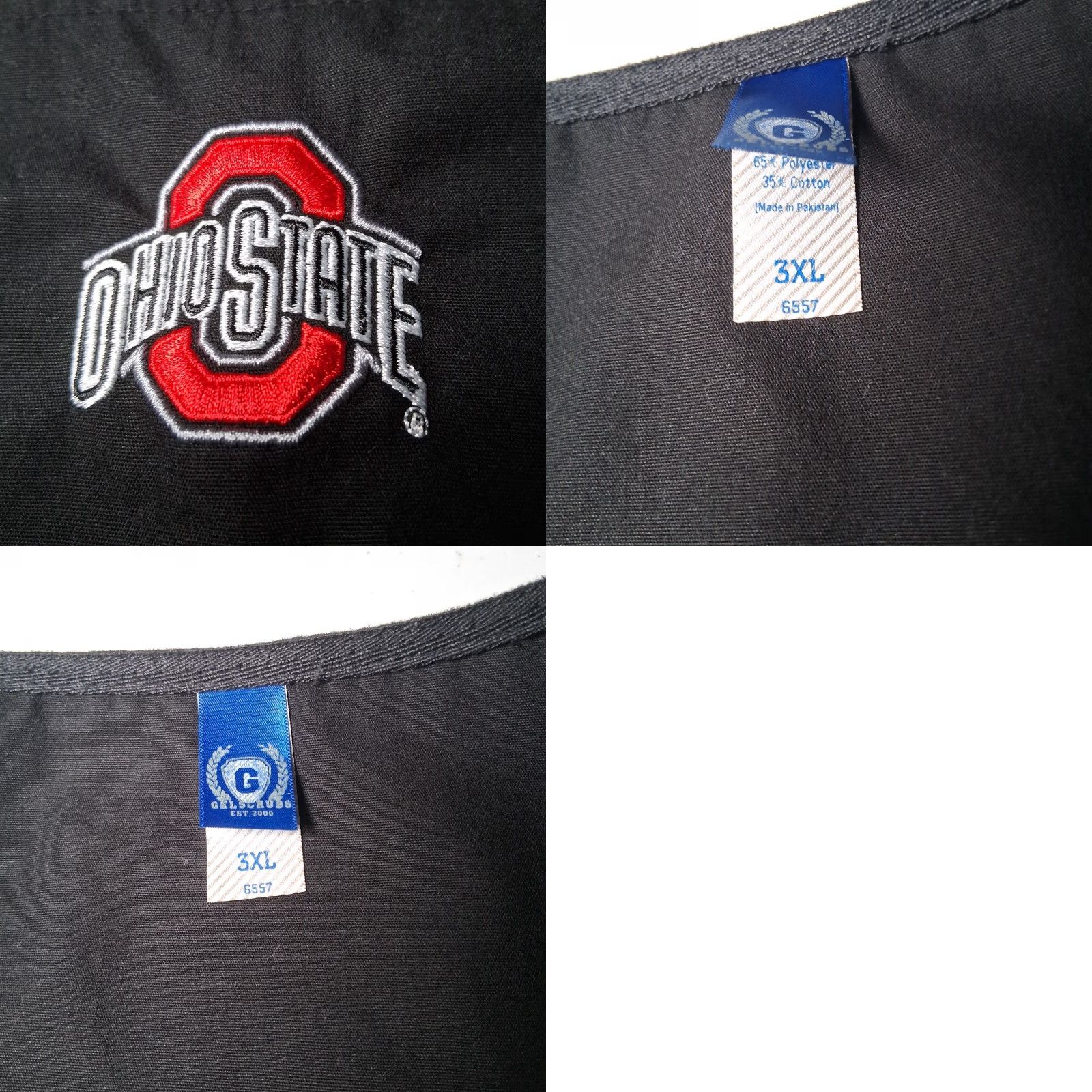 Vintage Ohio State University Scrub Top 3XL Black Short Sleeve V Neck Buckeyes Medical Size US XXL / EU 58 / 5 - 8 Thumbnail