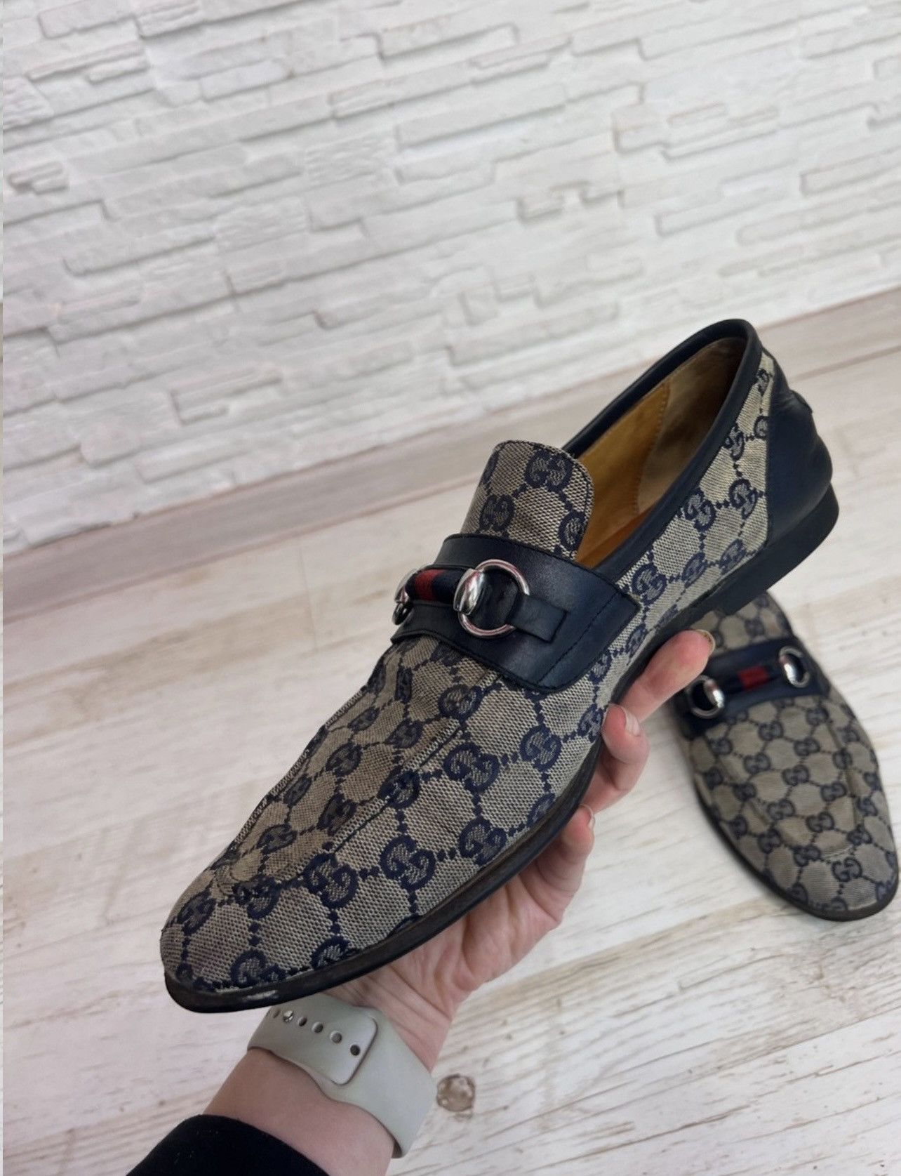 Gucci Gucci canvas GG monogram horsebit jordaan loafers slip on 41 Size US 8 / EU 41 - 9 Thumbnail