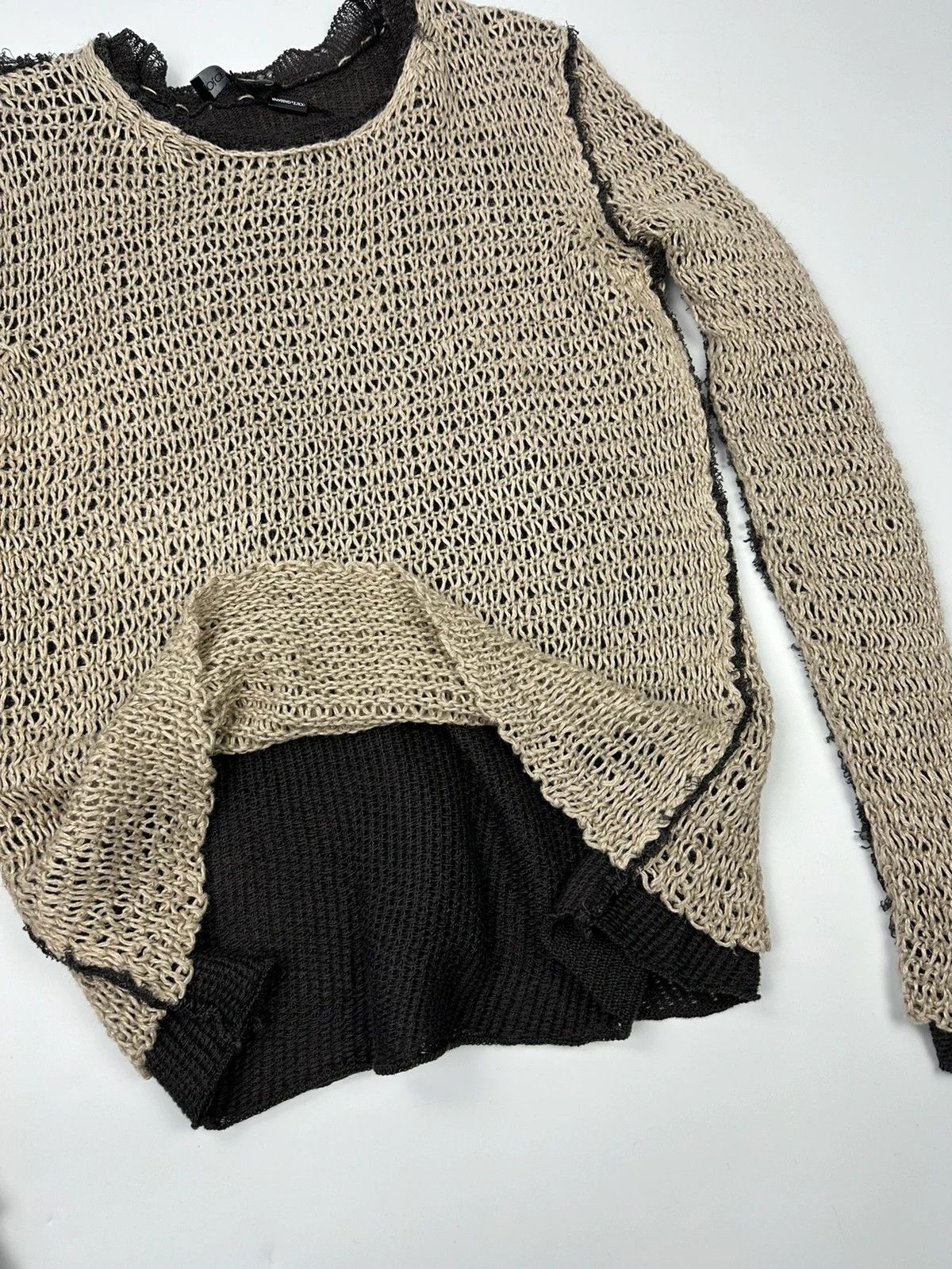 Dolce & Gabbana Dolce & Gabbana Net Knit Double Layer Sweater Beige & Brown Size US M / EU 48-50 / 2 - 4 Thumbnail