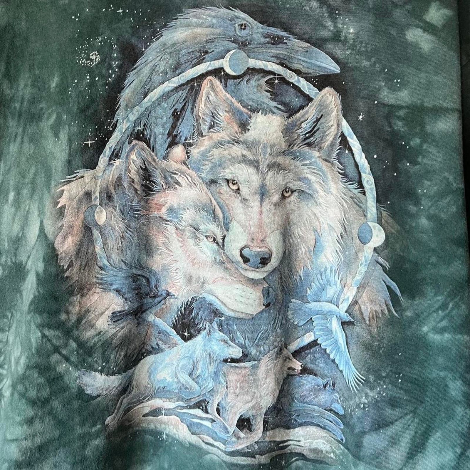 The Mountain The Mountain Wolf Graphic Tee | Green Tie-Dye | Fits XLT Size US XL / EU 56 / 4 - 2 Thumbnail