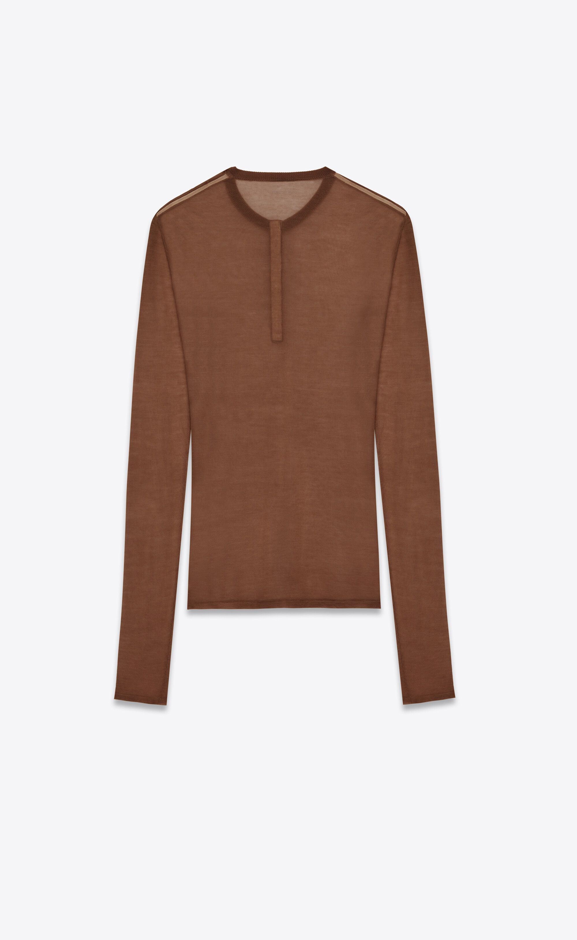 Saint Laurent Paris oc11z1125 Henley Shirt in knit in Brown Size M / US 6-8 / IT 42-44 - 2 Thumbnail