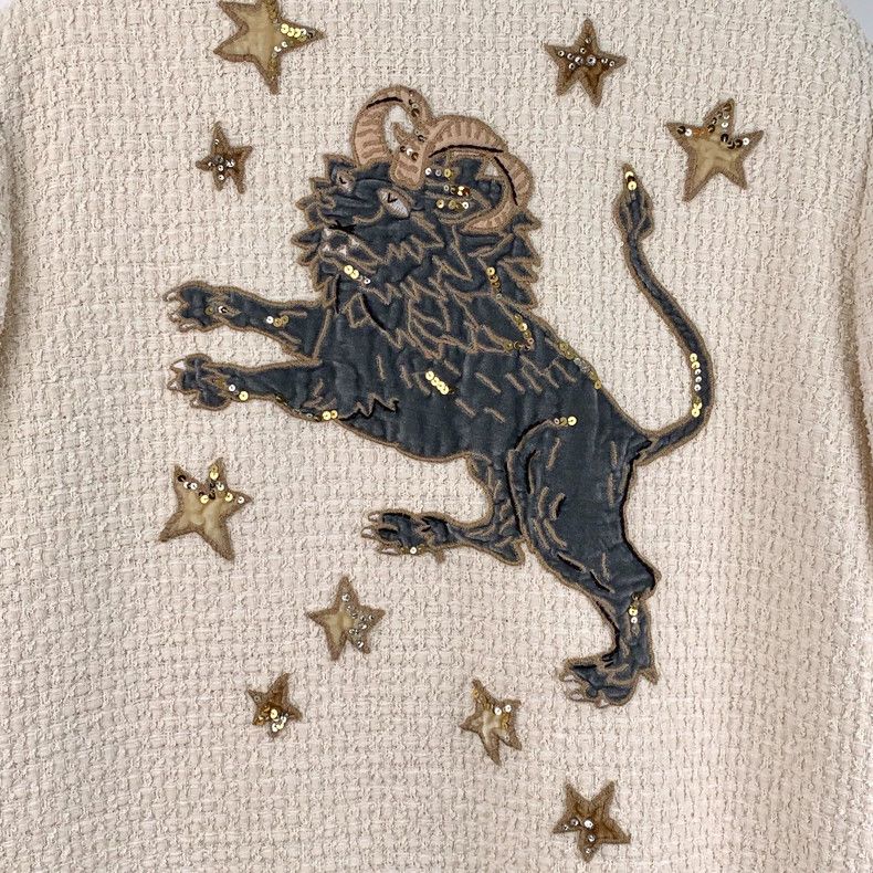 Gucci Gucci Beige stud beaded lion sequin decoration cotton singl Size S / US 4 / IT 40 - 5 Thumbnail