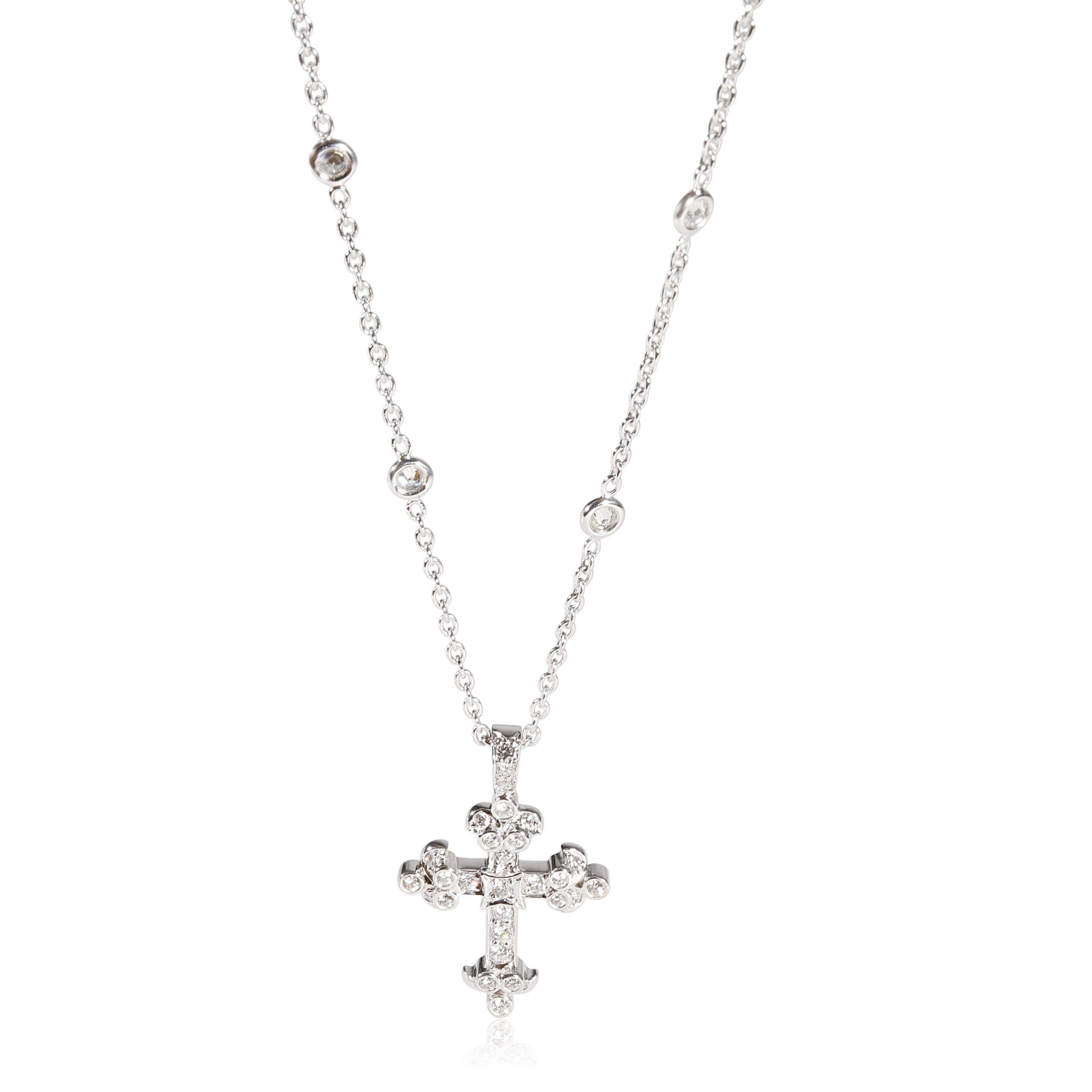 image of Chanel Penny Preville Diamond Cross Pendant In 18K White Gold 0.8 Ctw, Women's