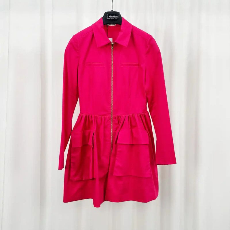 Miu Miu Miu Miu Pink Cotton Long Jacket for Women 0089 Size M / US 6-8 / IT 42-44 - 1 Thumbnail