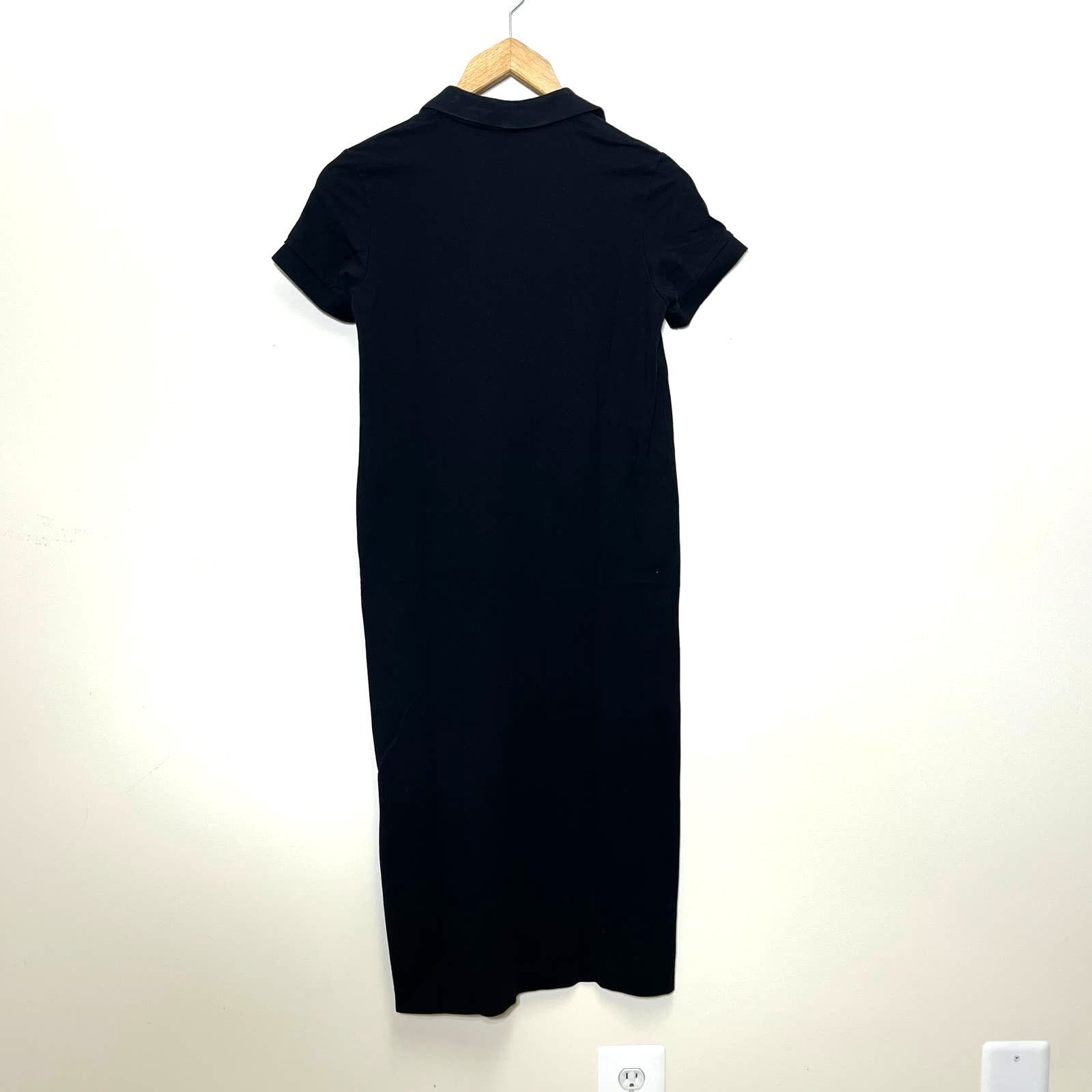Gant Gant Women Short Sleeve Collared Pique Polo Dress Black XS Size XS / US 0-2 / IT 36-38 - 2 Thumbnail