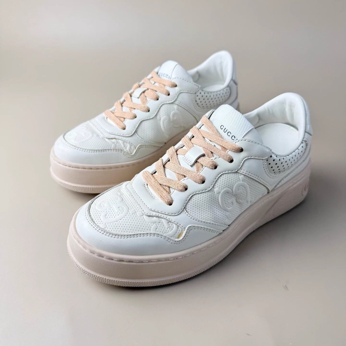 Gucci Gucci Rhyton GG allover print white pink 37.5 Size US 6.5 / IT 36.5 - 1 Thumbnail