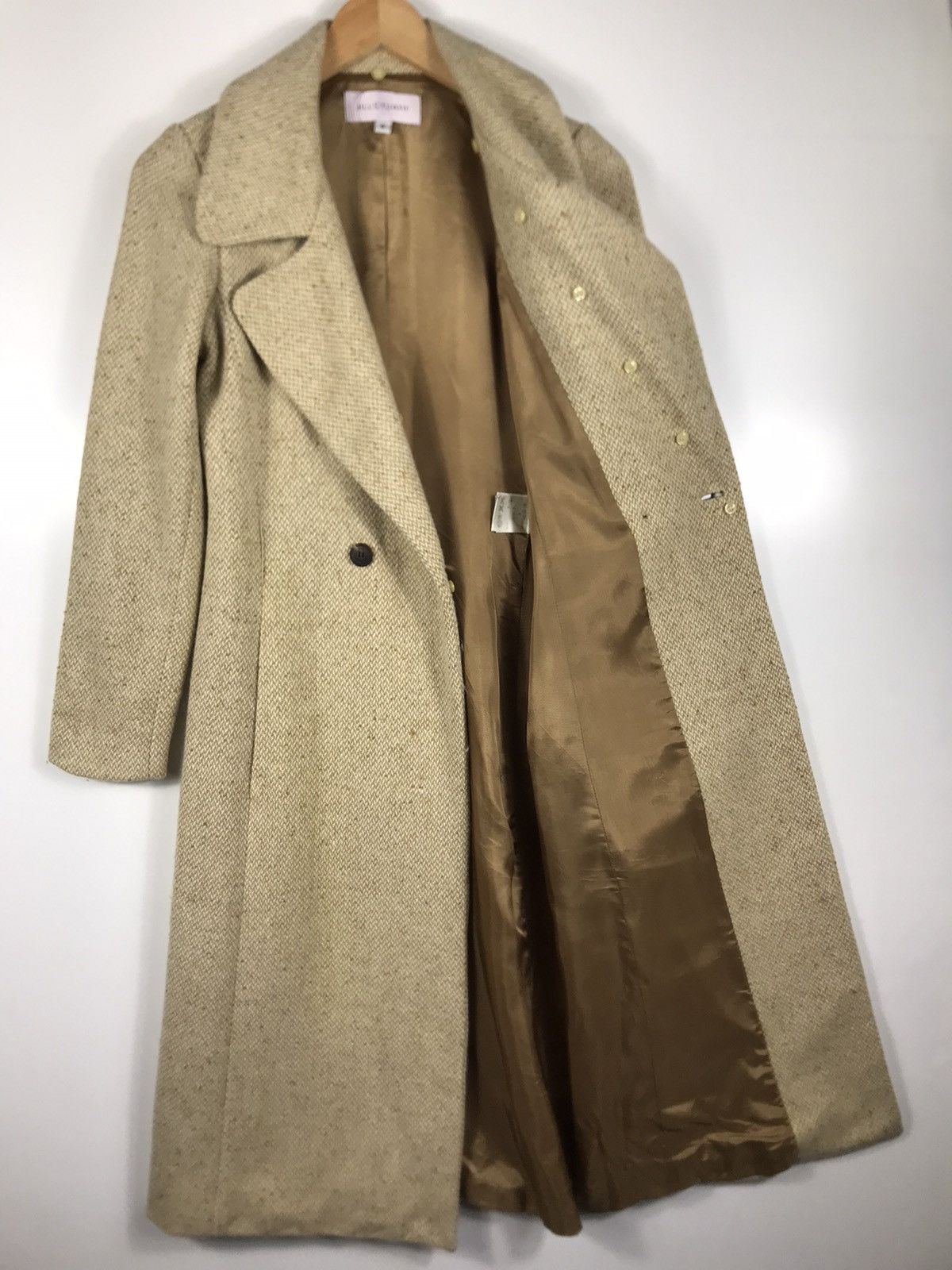 Jil Stuart ⚡️Vintage Jill Stuart Tweed Double Breast Long Coat Size S / US 4 / IT 40 - 10 Thumbnail