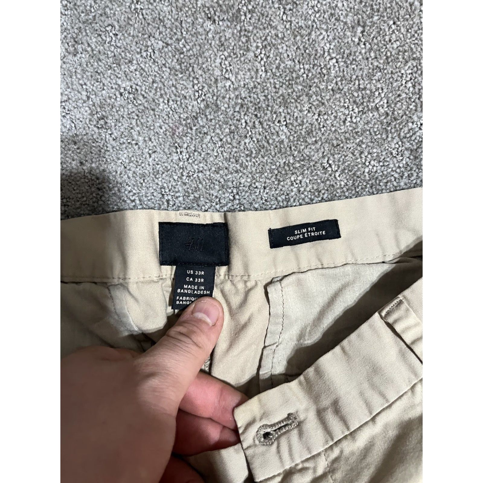 H&M H&M Men's Slim Fit Chino Pants Beige Flat Front 33R Slim Waist 33 Inseam 30 Regular Size Pants Men Shirt? Size US 33 - 5 Thumbnail