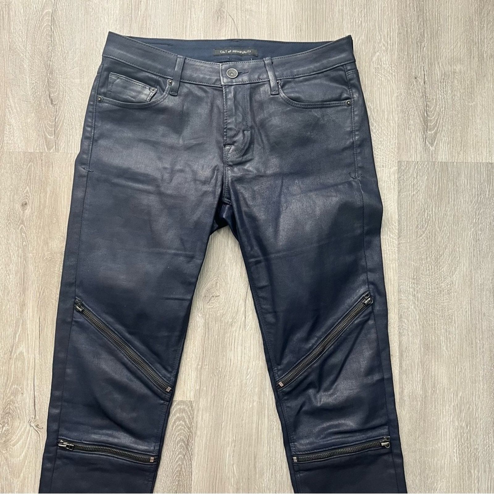 Cult Of Individuality Cult of Individuality Moto Skinny Leather Straight Jeans 27 Size 27" / US 4 / IT 40 - 4 Thumbnail