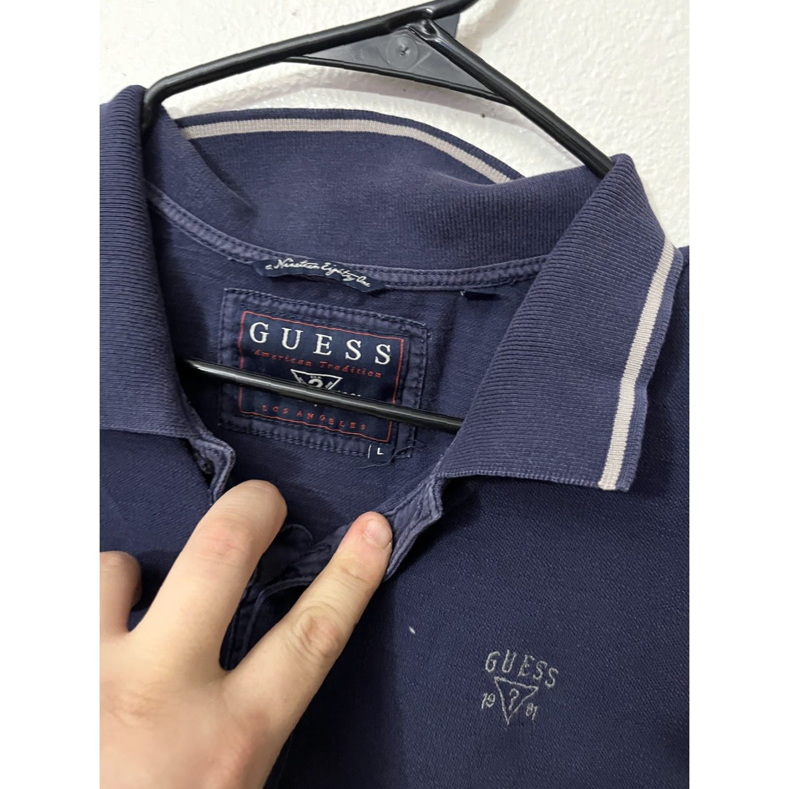 Guess GUESS Polo Shirt Mens XL Blue Short Sleeve Cotton Logo Casual Polo Shirt, Classic Brand, Regular Fit, Collared, Navy/Blue Size US XL / EU 56 / 4 - 2 Thumbnail