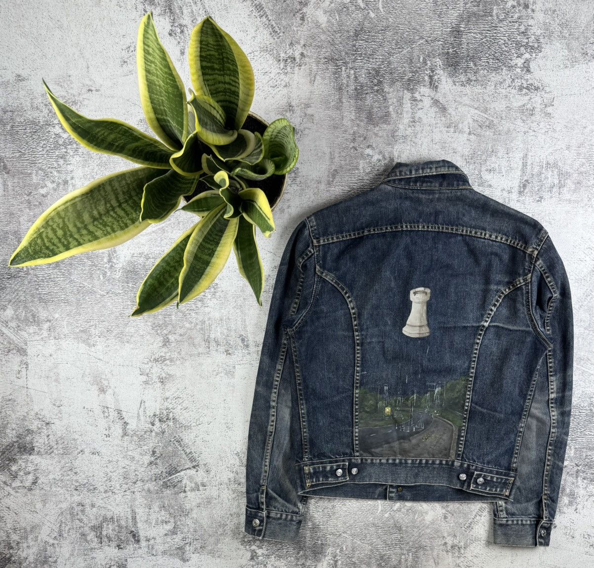 Diesel Diesel Custom 1 of 1 Chess Design Blue Men’s Medium Vintage Denim Jeans Jacket Size US M / EU 48-50 / 2 - 1 Thumbnail