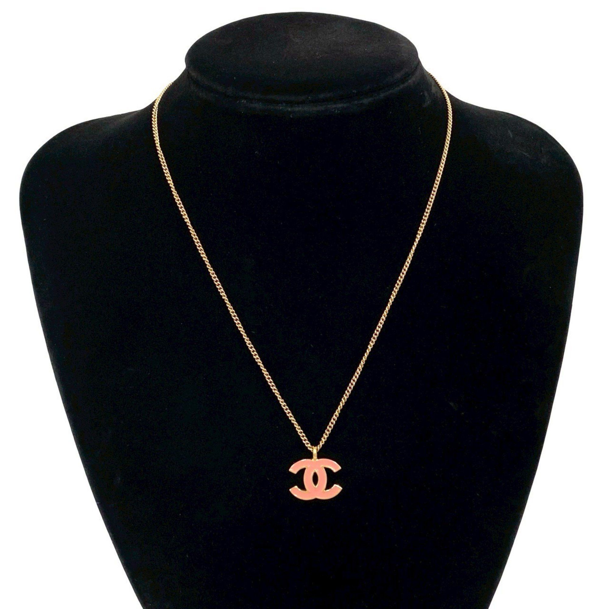 Chanel CHANEL Coco Mark GP Necklace Pendant Choker Gold Pink 79242 Size ONE SIZE - 1 Thumbnail