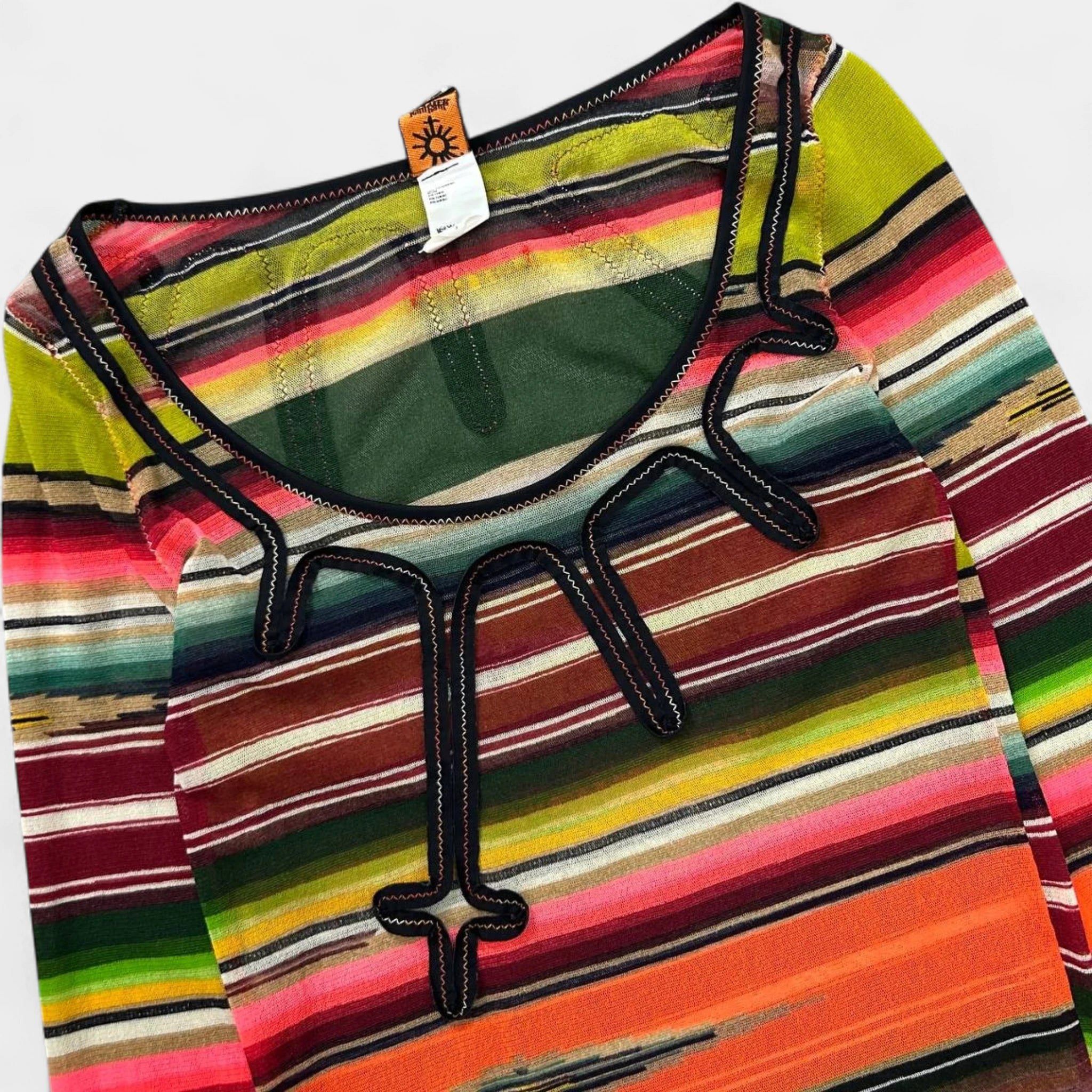Jean Paul Gaultier Jean Paul Gaultier Soleil "Serape" Stripe Mesh Longsleeve Size S / US 4 / IT 40 - 3 Thumbnail
