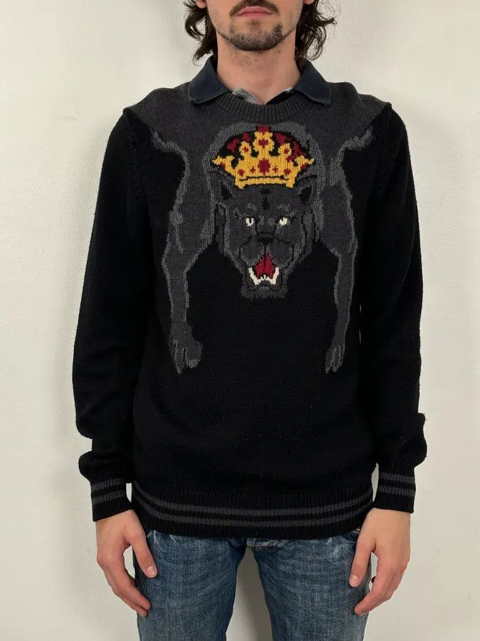 Dolce & Gabbana AW2017 Dolce & Gabbana Black King Panther Wool Sweater Size US M / EU 48-50 / 2 - 3 Thumbnail