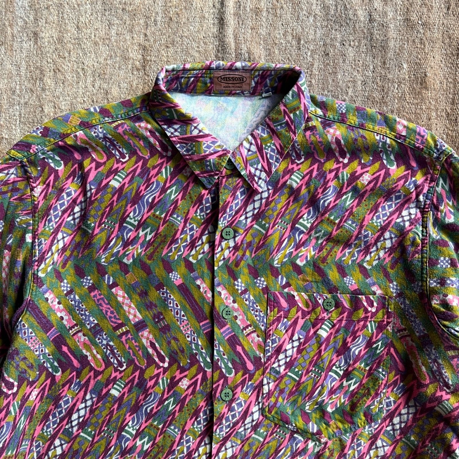 Missoni Vintage Missoni Abstract Pattern Long Sleeve Shirt 9490AC Size US M / EU 48-50 / 2 - 2 Thumbnail