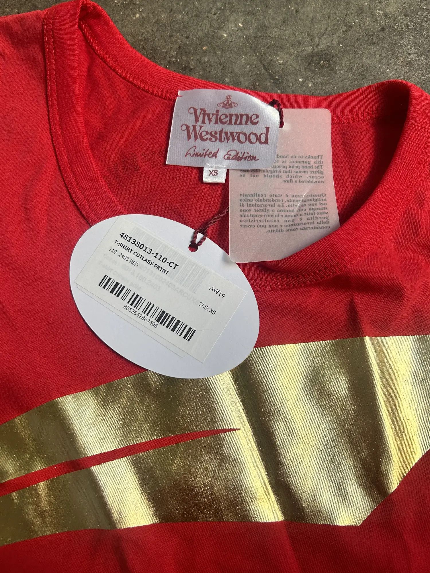 Vivienne Westwood 2015 Limited Edition Gold Reflective Saber T Shirt w/ Orb Size US S / EU 44-46 / 1 - 5 Thumbnail
