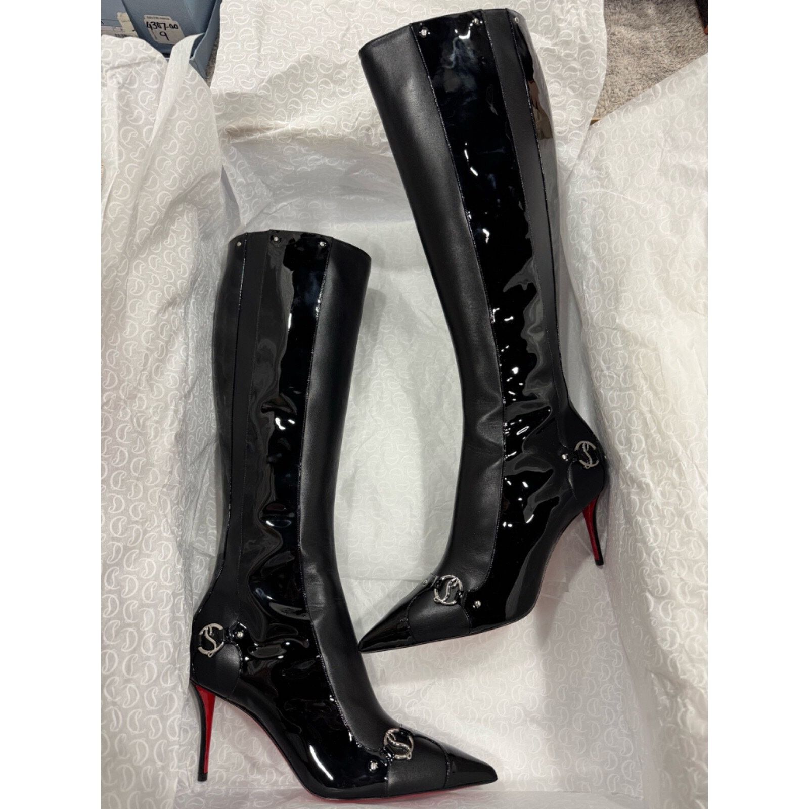 Christian Louboutin Christian Louboutin CL IN 90S Botta 80 Black Logo Leather Size US 8 / IT 38 - 4 Thumbnail