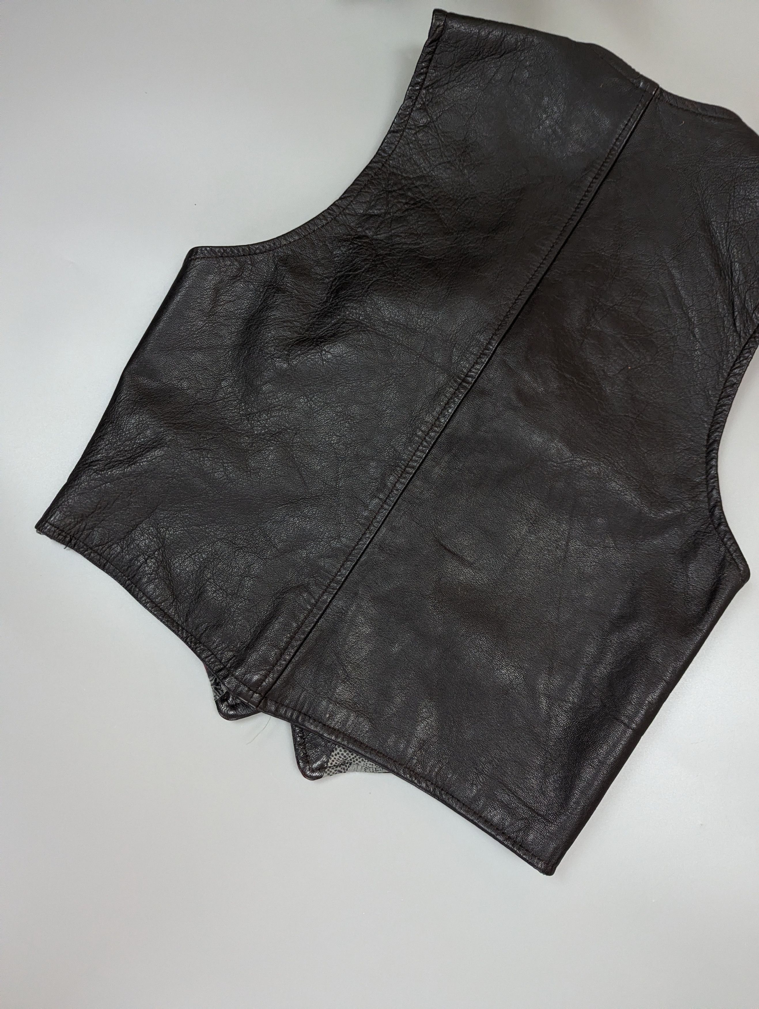 Vintage Italian Leather Biker Vest Womens Dark Brown Indie Sleaze Size XS / US 0-2 / IT 36-38 - 16 Thumbnail