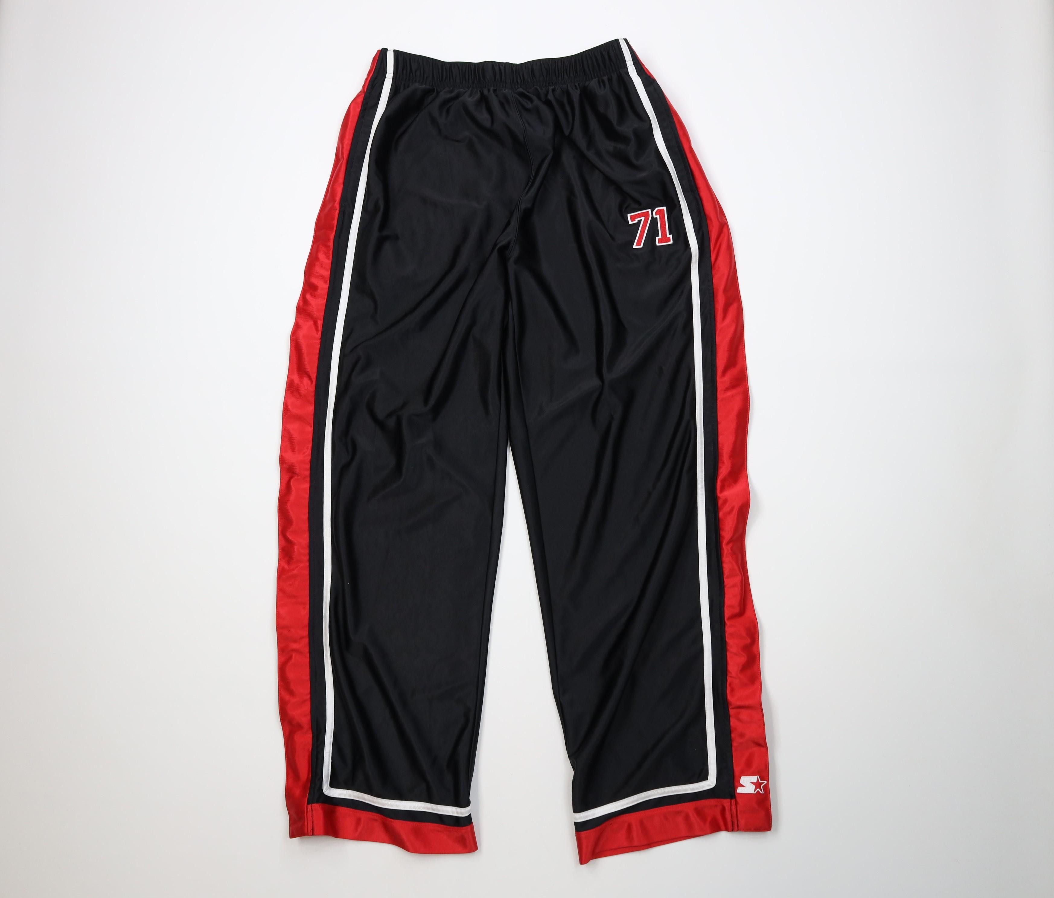 Starter Vintage 90s Y2K Starter Wide Leg Tearaway Pants Black Red Size US 36 / EU 52 - 1 Thumbnail