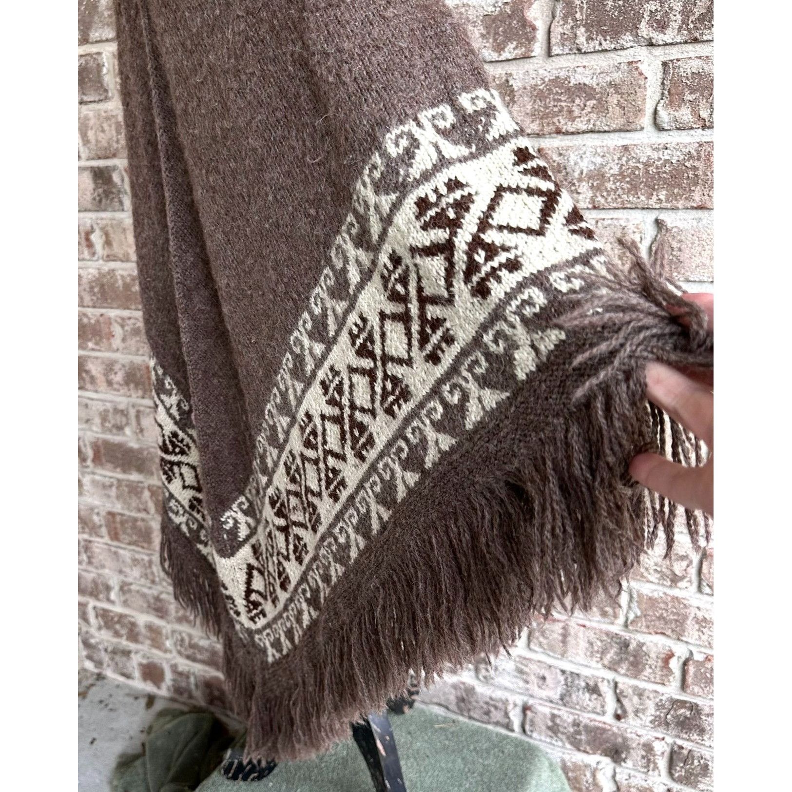 Vintage Vintage Fotrama Poncho Shawl Cape One Size Alpaca Wool Fring Size ONE SIZE - 8 Thumbnail