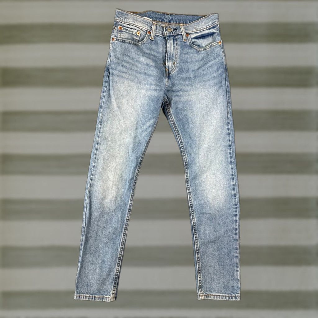 Levi's Levi’s 512 Jeans Mens 29x30 Blue Denim Stretch Slim Fit Straight Leg Whisker Wash Pockets City College Men Size US 29 - 1 Thumbnail
