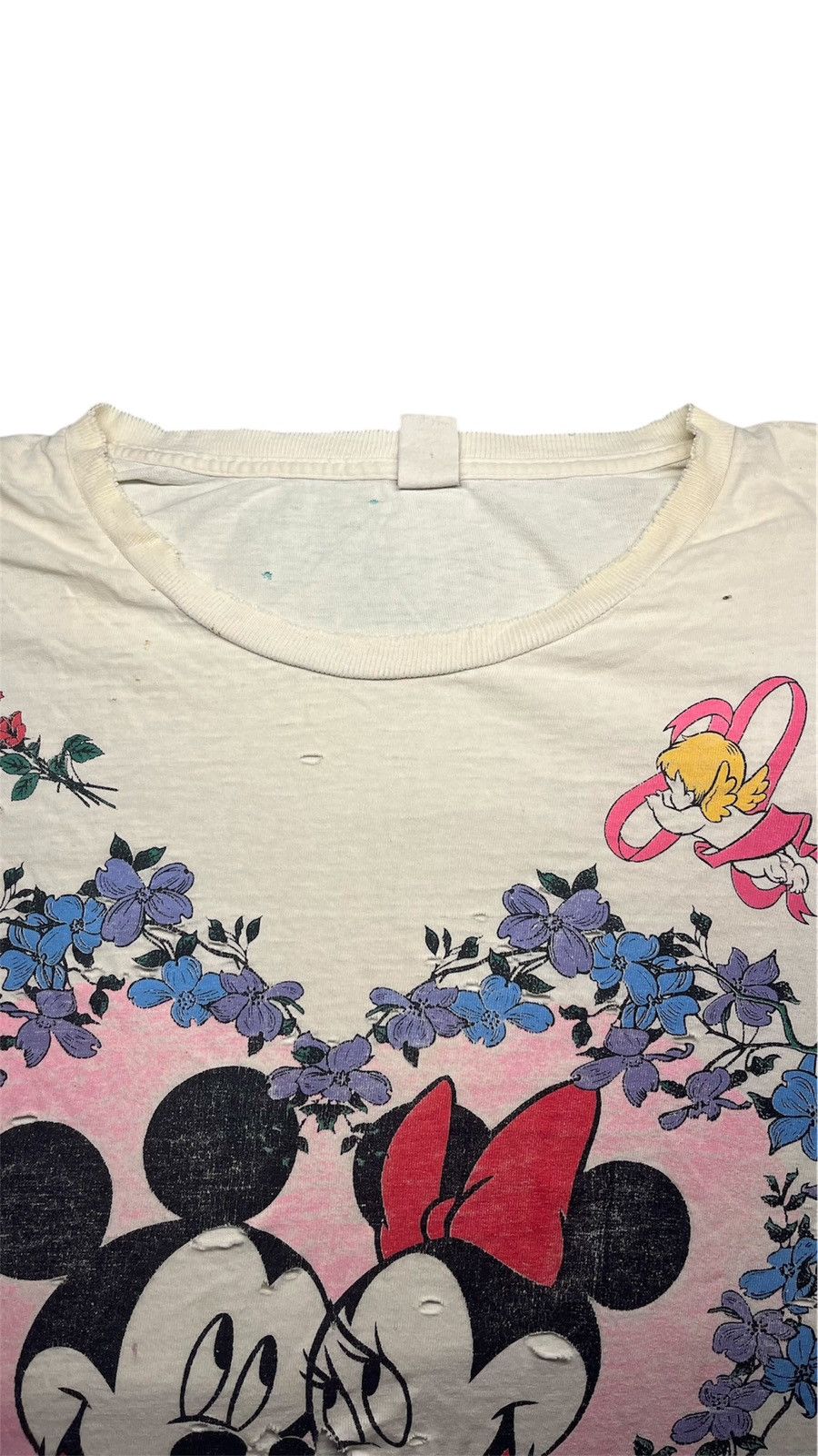 Mickey Unlimited VTG 80s 90s Disney Mickey/Minnie Mouse Heart Flower T-Shirt Size US XXL / EU 58 / 5 - 4 Thumbnail