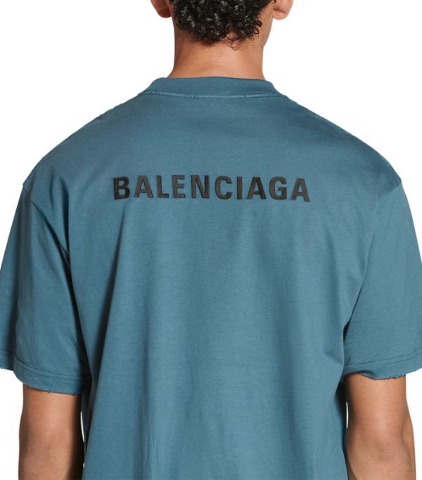 Balenciaga o1mt1gz0924 Back T-Shirt Medium Fit in Slate Blue Size US L / EU 52-54 / 3 - 3 Thumbnail