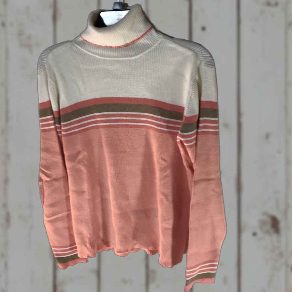 Liz Claiborne Liz Claiborne Multicolor Striped Long Sleeve Turtleneck Sweater Womens Size M Casual Travel Workwear Size M / US 6-8 / IT 42-44 - 1 Thumbnail