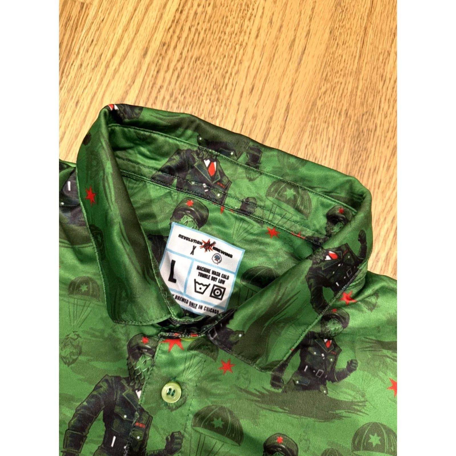 Vintage Revolution Brewing x Snowman Polo Shirt Men’s L Green Short Sleeve Polo Anti-Hero Golf Performance Moisture Wicking Logo Brand Revolution Size US L / EU 52-54 / 3 - 3 Thumbnail