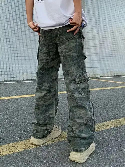 Designer × Vintage camo faded flare utility baggy cargo pants Size US 32 / EU 48 - 2 Thumbnail