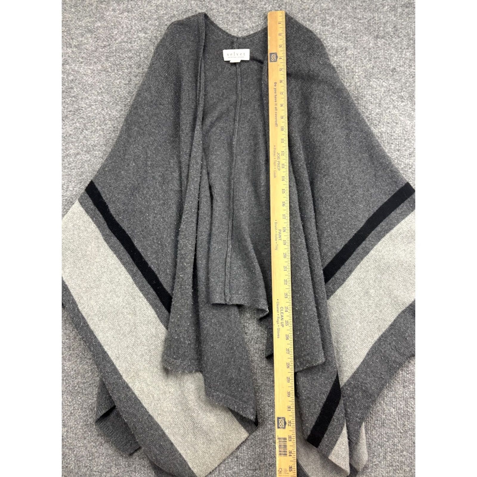 Velvet Velvet by Graham & Spencer Cape Sweater Womens XS/S Gray Stripe Knit Poncho Size XS / US 0-2 / IT 36-38 - 3 Thumbnail
