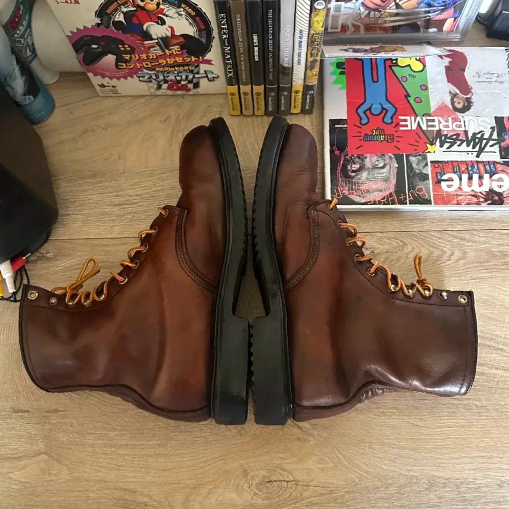 Red Wing VINTAGE Red Wing Boots Combat Leather Quilt Lined USA Made 11.5M Brown Men Size 11.5 US Leather Upper Size US 12 / EU 45 - 4 Thumbnail