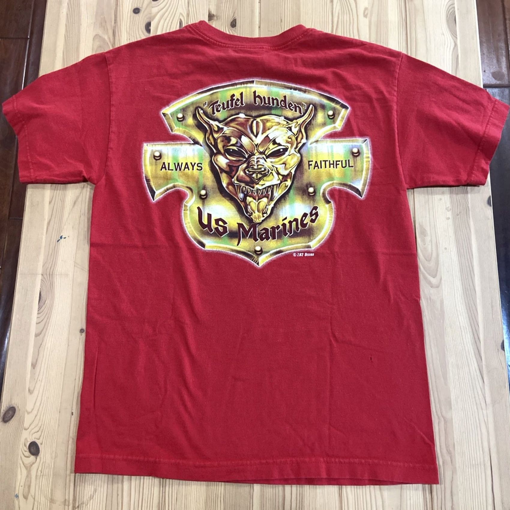 Vintage VINTAGE United States Marines Teufel Hunden Dog T Shirt 7.62Mens Size M Cotton Red Mens T-Shirt Size US M / EU 48-50 / 2 - 3 Thumbnail