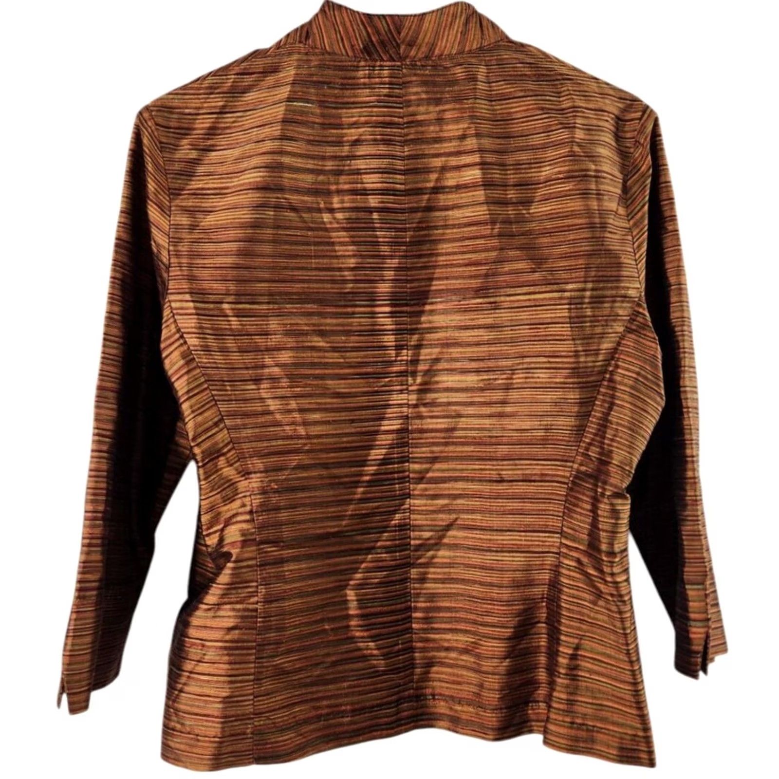 Vintage Linda Bertozzi Womens Size 1 100% Silk Top Striped Shirt Jacket Size XS / US 0-2 / IT 36-38 - 2 Thumbnail