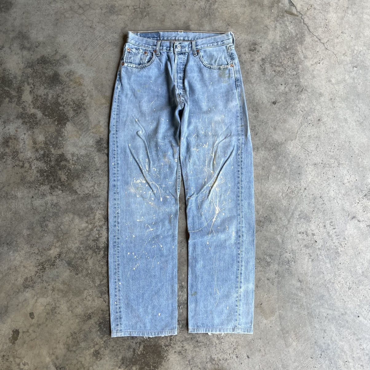 Levi's Vintage Clothing 🔥Vintage 1998 Levis 513 Splatter Paint Ripped Distress Jeans Size US 31 - 1 Thumbnail