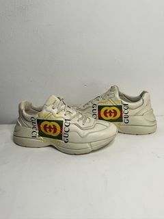 Gucci Cream Leather Rhyton NY Yankees Low Top Sneakers Size 40 Gucci